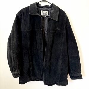 VINTAGE Oversized City Streets Black Suede Lightweight Jacket y2k 90s grunge